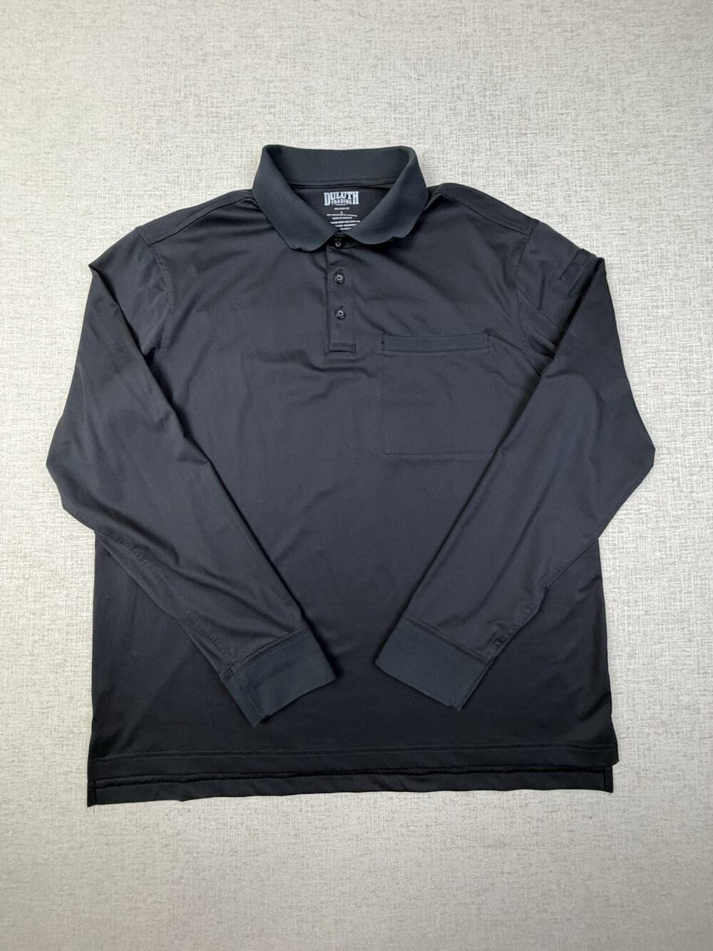 Duluth Trading Co Men’s Large Black Long Sleeve Performance Polo Relaxed Fit